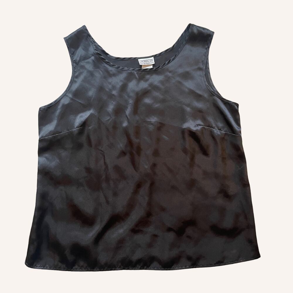 LAUREN LEE 1X vintage silky black tank